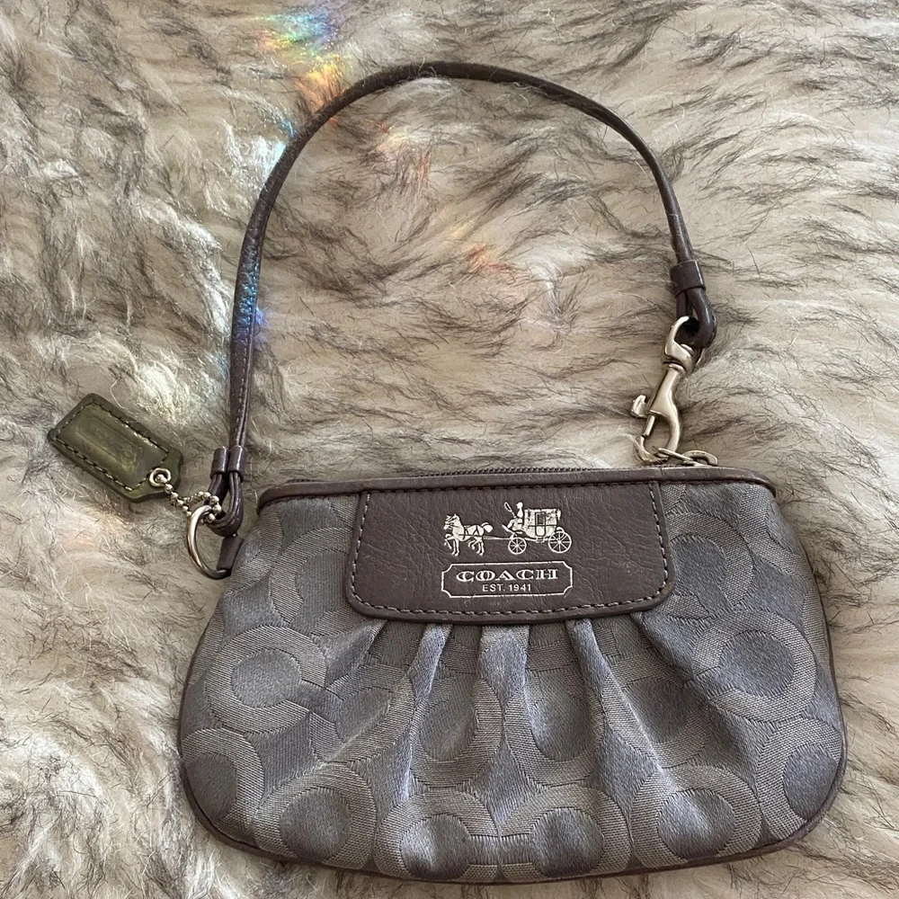 Coach Metallic Gray Wristlet